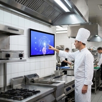 Sistema de Visualización para Cocina Comercial KDS, Monitor Táctil Industrial de 18.5'' para Pedidos en Restaurantes, Hardware para Chefs