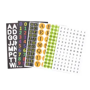 Alphabet Numbers Stickers Black 1" A to Z 0 to 9 Self-Adhesive Sticker for Kids