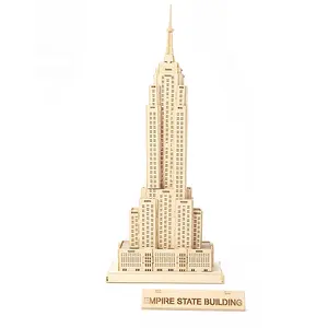 Kit Kerajinan Bangunan Bertema Puzzle Arsitektur Kertas 3D, Suvenir dan Hadiah Model Tengara Empire State, Hadiah Tengara New York