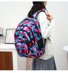 Wholesale Geometric Outdoor Sport Lightweight Foldable Travel <b>Backpack</b> Polyester Waterproof Men Children Student School Bag - Product Image 2