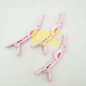 Pinces à cheveux professionnelles roses en plastique pour extensions, clips crocodile à forte tenue, durables, design à double charnière, couleur et logo personnalisables - Product Image 5