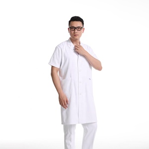 Consegna veloce 100% Manica Corta in Cotone Bianco del Laboratorio Cappotto degli uomini di Medico Abito Uniforme Medico in Ospedale Dentista Uniforme Fatto in Cina - Product Image 5