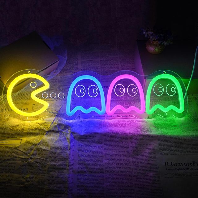 Retro Arcade Ghost LED Neon Night Light Kid's Bedroom Man Cave Party Birthday Gift Home Bar Club Theme with Custom Neon Lights