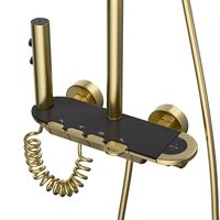 Ensemble de douche thermostatique en aluminium spatial chromé, jet à quatre vitesses, noyau de valve en céramique souple, poignée unique, barre coulissante murale