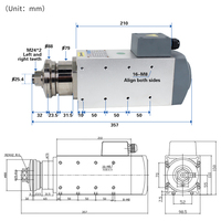 Air Cool Aluminium Cutting Milling Grinding Circular Saw Motor Moteur de broche avec 2.2kw 6000rpm