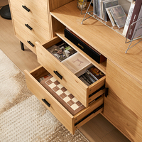 Armoire de rangement moderne en bois à trois tiroirs et une porte avec un design écologique et une construction durable pour le mobilier de salon
