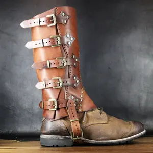 1PR Kunden spezifische Piraten stiefel abdeckungen Mittelalter liche Renaissance-Steampunk-Stiefel decken Oberteile mit Nieten für Halloween-Kostüm ab