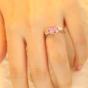 Real Wit Goud Pure 9K Solid <span class=keywords><strong>Gold</strong></span> Radiant 2 Carat Gesimuleerde Roze Diamant Trouwringen - Product Image 6