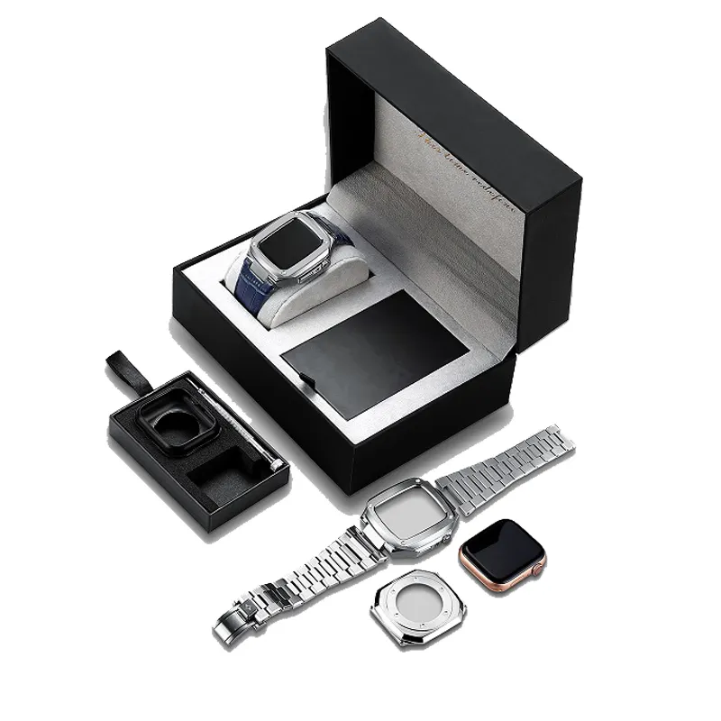 Original Design Loog Modification Kit Metal Case For Apple Watch 40mm 44mm Luxury Stainless Steel Watch Case Metal Bezel strap