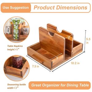 Wooden <b>Kitchen</b> Condiment Organizer With Bottle Holder And <b>Paper</b> Rack Multi Function Countertop Storage - Product Image 2