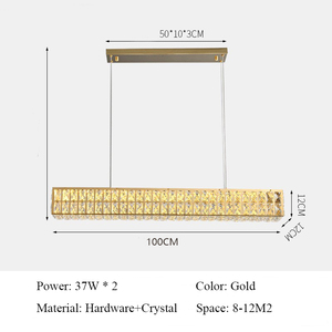 Ý thép không gỉ phòng khách phòng ăn pha lê Đèn chùm quầy bar ánh sáng sang trọng hình chữ nhật dài đèn chùm - Product Image 5