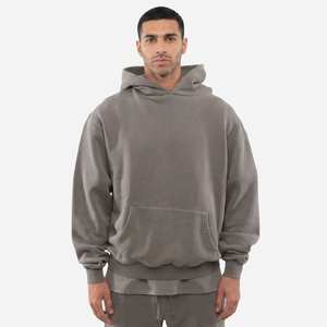 Sweat-shirts vintage pour hommes de haute qualité, effet délavé, coupe oversize, poids lourd, avec double ceinture et poche kangourou, collection 2026 - Product Image 1