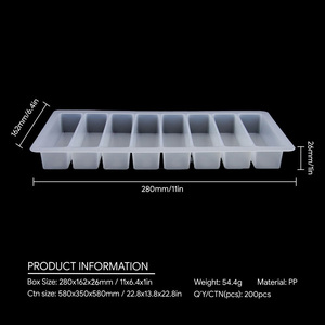 Bac à glaçons rectangulaire en plastique PP à 8 compartiments, bac à glaçons jetable de qualité alimentaire refermable - Product Image 2