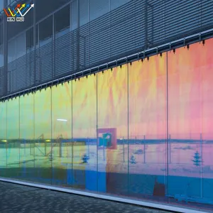 Blue colorful rainbow film fabric laser transfer paper 1.38*30m dichroic film for mirror window glass decorative film