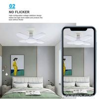 Ampoule LED Déformation Lampe LED pliante E27 Vis à quatre feuilles 4 + 1 lampe à feuilles 28W Ventilateur Lame Timing Lampe Ampoule Garage Lumière