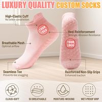 Chaussettes de yoga et de Pilates pour femmes et jeunes filles, antidérapantes, tricotées, imprimées numériquement, écologiques, antibactériennes, pour l'été, avec logo sur le bord du bas
