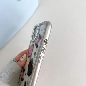 Étui <span class=keywords><strong>de</strong></span> téléphone plaqué argent motif pomme rose noir mignon pour iphone 12-15promax - Product Image 4