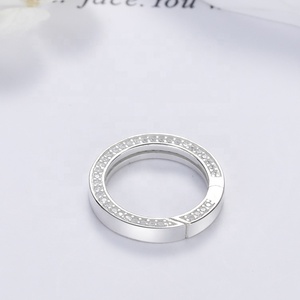 Vòng Khóa Cửa Đẩy Hình Tròn Kim Cương CZ Siêu Nhỏ Khóa Vòng Cổ Màu Bạc Với Đá Zirconia Hình Khối 14 16 18 20 Mm - Product Image 3