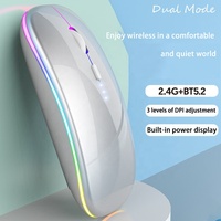 Mouse Wireless Kantor 2.4g BT RGB Grosir dengan Layar Baterai, Mode Ganda Optik Ergonomis, Dapat Diisi Ulang untuk Laptop