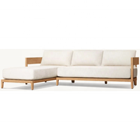 Mobilier de jardin de luxe en bois de teck chaise longue à bras gauche avec ottoman ensemble canapé sectionnel