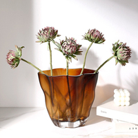 Vase en verre cristal transparent à rayures horizontales, style moderne et luxueux, pot de fleurs personnalisé pour la décoration intérieure de la maison, vente en gros