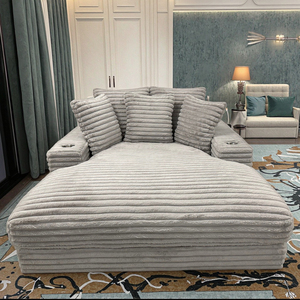 Oversized Cuddler Chaise <b>Sofa</b> Set with Cupholder and USB Square Convertible Living Room Accent Chair for Apartment Villa Grey - Product Image 1