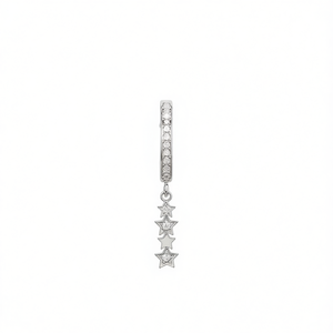 E1996 Orecchini pendenti in oro bianco con ciondolo a forma di stella con diamante, gioielli classici da donna alla moda - Product Image 1