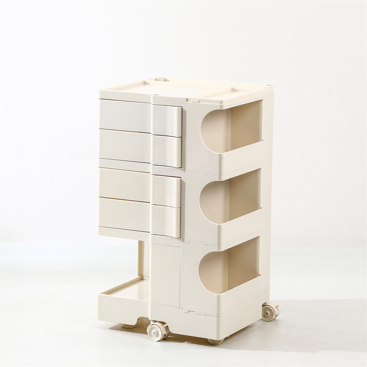 Современная мебель для дома 3-х слойные вращающийся комод спальня тележка белой пластмассы ABS прикроватная постели хранения боковой шкаф