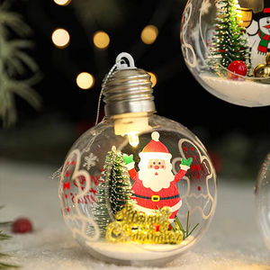 Bola de Navidad Transparente Brillante con Luz Cálida, Adornos Decorativos Transparentes para Árbol de Navidad, Bola de Navidad de 8 cm con Forma de Medio Abierto - Product Image 2