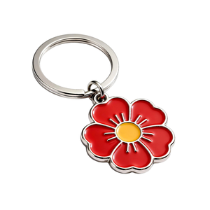 Porte-clés en métal personnalisé avec fleur, porte-clés en émail personnalisé, porte-clés en alliage pour cadeau, charme floral mignon pour cadeau - Product Image 1