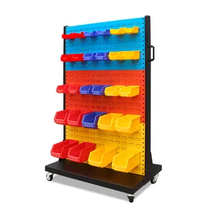 Grande vendita al dettaglio di metallo personalizzare negozio scaffalature display doppio lati pegboard con pegboard bidoni