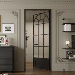 Watboc diseño minimalista casa Interior Retro francés puertas abatibles vidrio abatible puerta de aluminio solo vidrio templado puerta abatible - Product Image 4