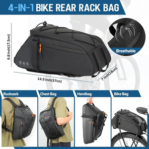 Sac à dos convertible multifonctionnel 4-en-1 imperméable et réfléchissant de 10 L pour vélo, <span class=keywords><strong>sacoche</strong></span> de porte-bagages pour le cyclisme - Product Image 4