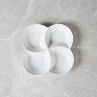 Assiette en céramique à quatre compartiments en porcelaine de 8 pouces, Design de fleurs Super blanches, assiettes à Dessert, assiettes de mariage