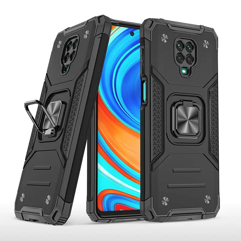 Tragbare Metall Fingerring Magnetische Handy taschen für Redmi Note 9 Handy hülle für Samsung Xiaomi Hybrid Armor Back Cover