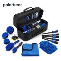 Kit de brosses de detailing automobile professionnel Polarbear Premium, 36 pièces, accessoires de nettoyage automobile en plastique, tampons de polissage en microfibre