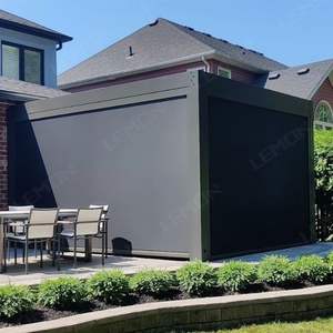 <span class=keywords><strong>Pergola</strong></span> motorisée autoportante en aluminium avec toit à lames orientables, porte coulissante en verre et rideaux roulants <span class=keywords><strong>pour</strong></span> patio - Product Image 6