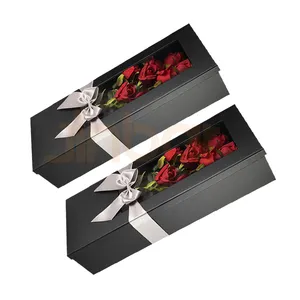 Artistic Eco Friendly Solutions Long Gift Box Paper Clear Luxury Flower Box With Window For College Acceptance Celebration Box