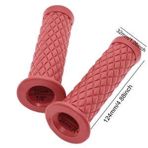 Empuñaduras de Manillar de Motocicleta Cómodas de 7/8'' (22mm/24mm), de Goma Antideslizante, Rojas, para Extremos de Manillar - Product Image 6