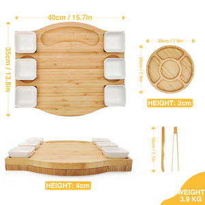 Tabla de cortar queso de bambú grande, juego de cuchillos, plato de charcutería de madera para uso en la cocina, picar vino, queso, <span class=keywords><strong>carne</strong></span> - Product Image 2