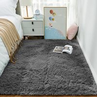 Tapis d'intérieur noir en fourrure douce et moelleuse 4x6 pour chambre à coucher, salon, chambre d'enfant et décoration de dortoir - à poils longs, adapté aux animaux domestiques