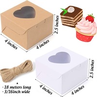 Boîte cadeau de mariage en carton blanc de style européen, vente chaude, avec fenêtre transparente en PVC en forme de cœur, mini boîte à cupcakes individuelle