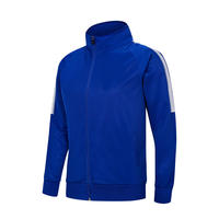 Survêtement de football en polyester sublimé de qualité supérieure, veste de football noire à fermeture éclair complète