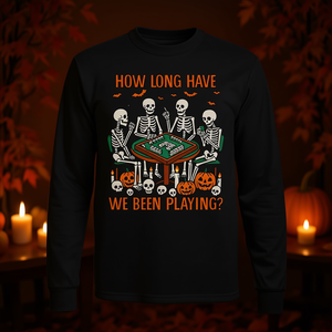 Halloween Vibes Mahjong Lover T-shirt à manches longues Combien de temps avons-nous joué ? - Product Image 3