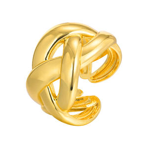 Bague Ouverte Femme Cuivre Brillant Tissé Or - Product Image 5