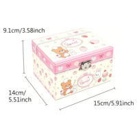 Boîte à bijoux musicale personnalisée en papier écologique avec figurine tournante miroir étoile, motif ours, lapin, fraise, cadeau pour enfants