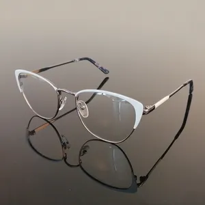 High Quality Metal Optic Glasses Frame Women Fashion Luxury Brand Designer Eyeglasses Frames Black Colors