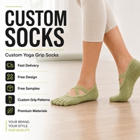 Chaussettes de yoga antidérapantes respirantes pour femmes, avec grip croisé et cinq doigts, idéales pour le ballet et le Pilates