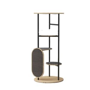 YOUME lujo moderno gato Torre minimalista multinivel gato árbol cama Scratch Pad pasos clásico madera lana gato condominio para Halloween - Product Image 5