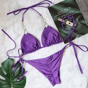 Bikini Halter Européen-Américain 2026 Nouveau Sexy avec Accessoires Métalliques et Strass pour Femme, Ensemble <span class=keywords><strong>2</strong></span> <span class=keywords><strong>Pièces</strong></span> <span class=keywords><strong>Maillot</strong></span> <span class=keywords><strong>de</strong></span> <span class=keywords><strong>Bain</strong></span> Fendu, Vente en Gros - Product Image 5